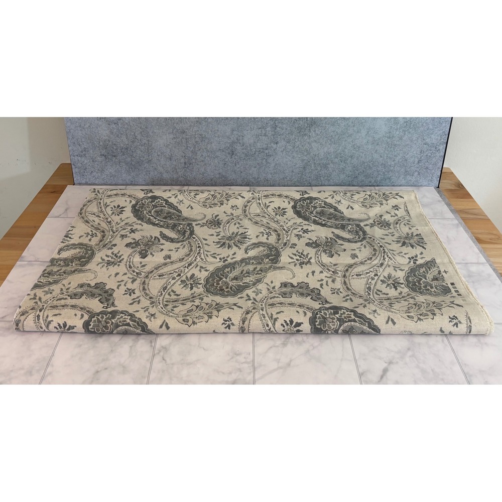 Upholstery Fabric Grey Cream Paisley Floral Woven Textile 56x127in 3.5 Yards
